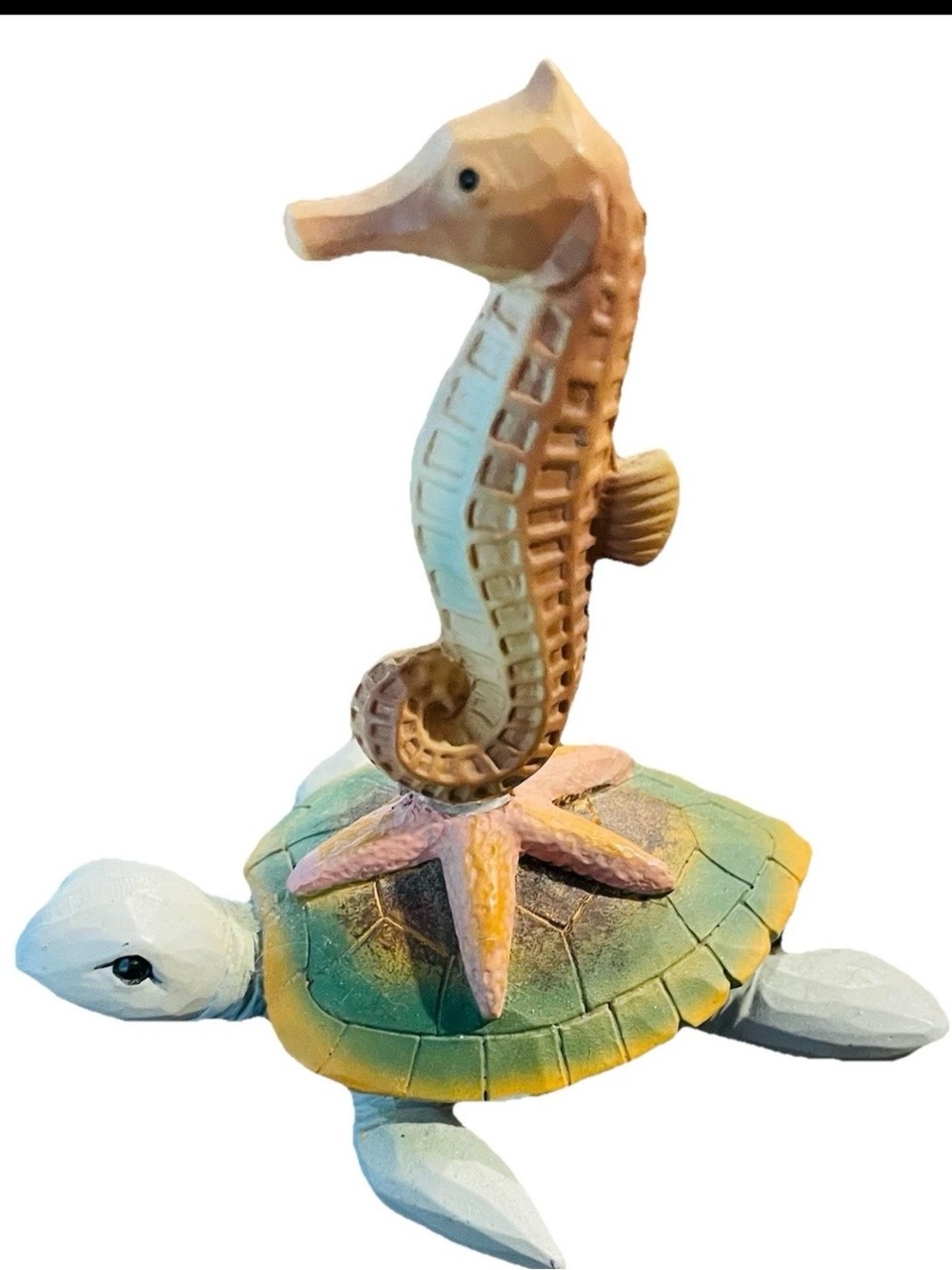 Robin Davis Turtle Stack Seahorse Starfish Resin Figurine Beach Nautical Decor